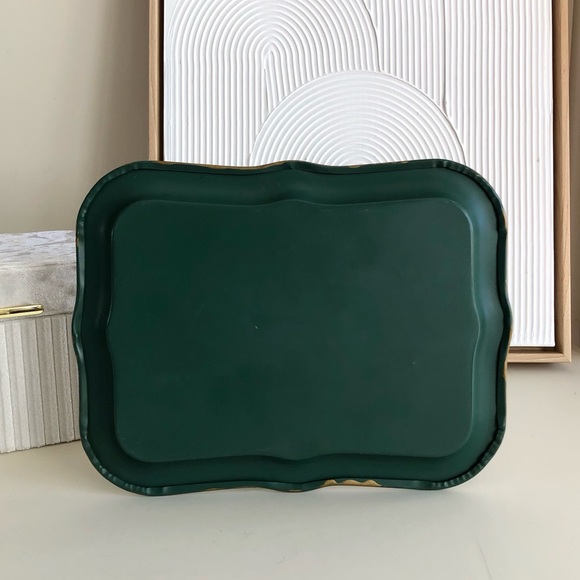 Vintage Toleware hand painted roses floral pink mauve green gold small tray - Picture 7 of 10